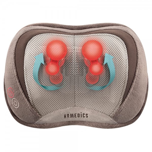 HoMedics 3D Shiatsu and Vibration Massage Pillow with Heat, Full-Body Relaxation Targets Upper and Lower Back, Neck, and Shoulders, Integrated Cont...