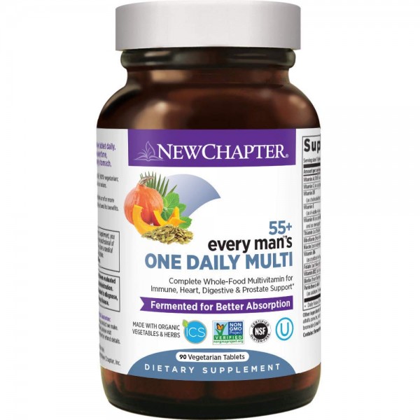 New Chapter Multivitamin for Men 50 Plus - Every Man's One Daily 55+ with Fermented Probiotics + Whole Foods + Astaxanthin + Organic Non-GMO In...