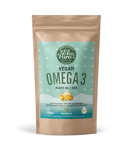 Vegan Omega 3 - Algae Oil, 90 Capsules (250mg DHA/Capsule), 3 Month Supply - Sustainable Alternative to Fish Oil