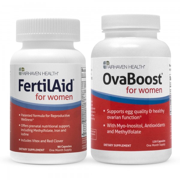 FertilAid for Women & Ovaboost Combo, Female Fertility Supplement & Natural Fertility Vitamin with Myo-Inositol, Vitex & Vitamins to Support Ovulat...