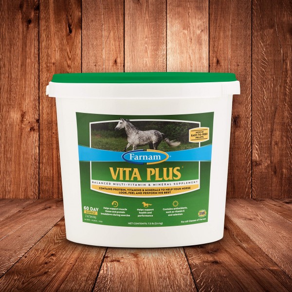 Farnam Vita Plus Balanced Multi-Vitamin & Mineral Horse Supplement, Provides Balanced Nutrition to Support Overall Health and Performance, 7.5 poun...