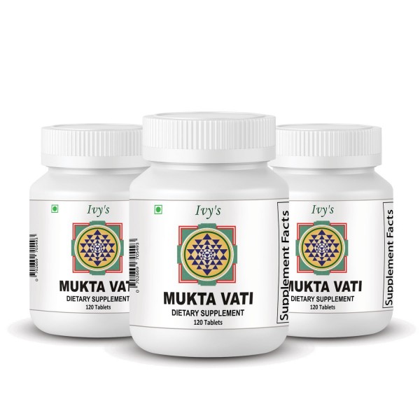 Mukta Vati 120 Herbal Tablet, 3 Packs of 120 Tab Each Ivy's Muktavati