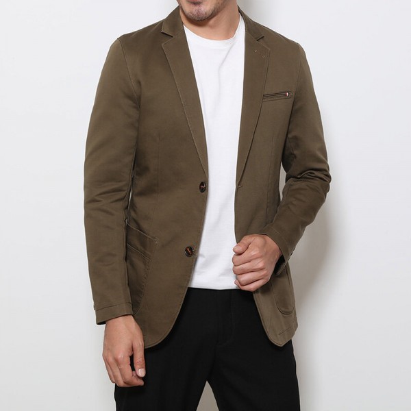 Mens Business Cotton Solid Color Breathable Soft Long Sleeve Casual Suits