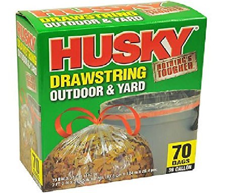 Husky 1mil Outdoor and Yard Trash Drawstring Bags, 39 Gallon Capacity, 70 Bags