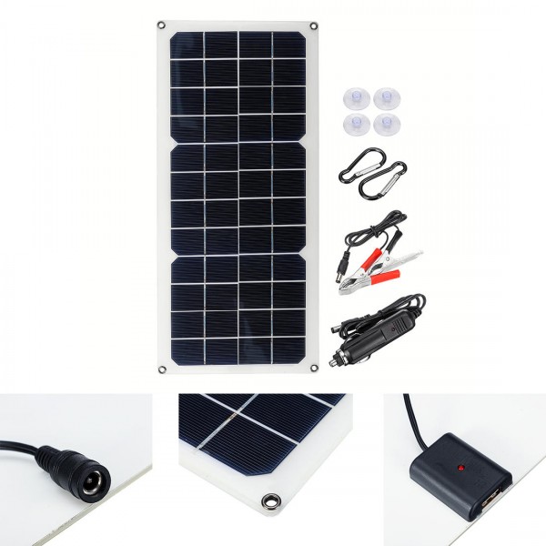 16V 10W 1.2A 420x190x2.5mm Monocrystalline Semi-flexible Solar Panel Set with Rear Junction Box Support Single USB Port