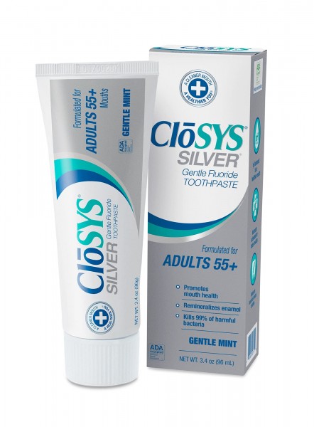 CloSYS Silver Fluoride Toothpaste for Adults 55+, 3.4 Ounce (Pack of 24), Gentle Mint, Travel Size, TSA Compliant, pH Balanced, Enamel Protection, ...