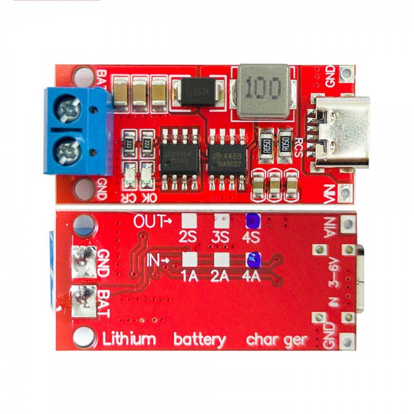 2S 3S 4S Type-C to 8.4V 12.6V 16.8V Step-Up Boost LiPo Polymer Battery Charger 18650 Lithium Battery Charging Module Boa