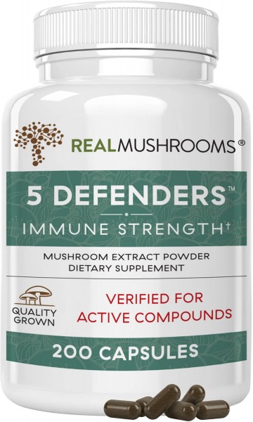 Chaga, Shiitake, Maitake, Turkey Tail, & Reishi Mushroom - 5 Defender Supplements - Promote Better Immune Support & Overall Wellbeing