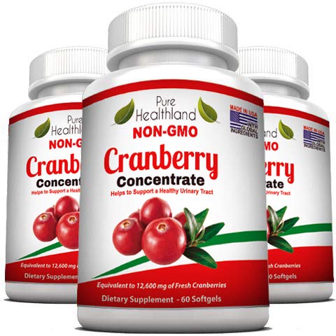 Non GMO Cranberry Concentrate Supplement Pills for Urinary Tract Infection UTI. Equals 12600mg Cranberries. Triple Strength Kidney Bladder Health f...