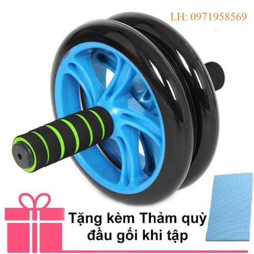 Bánh xe lăn tập cơ bụng + thảm quỳ đầu gối khi tập