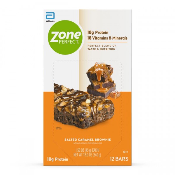 ZonePerfect Protein Bars, 18 vitamins & minerals, 10g protein, Nutritious Snack Bar, Salted Caramel Brownie, 36 Count