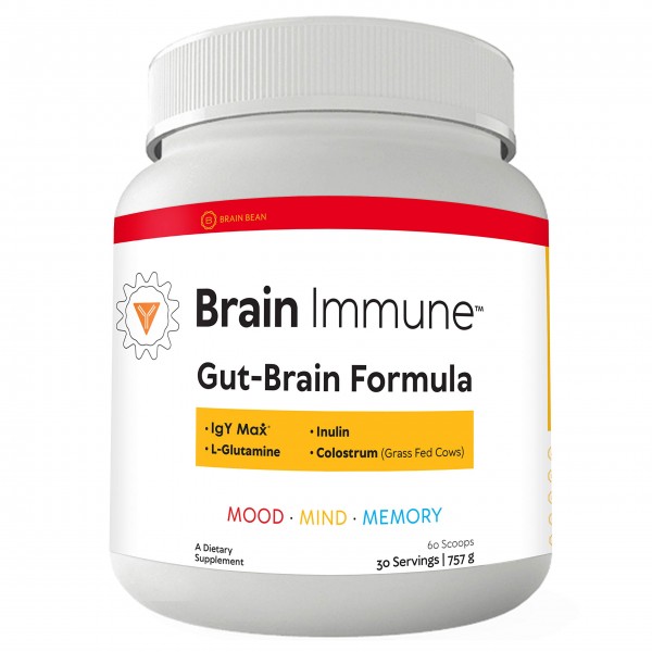 Brain Bean Brain-Immune | Advanced Formula to Support Leaky Gut, Leaky Brain, Immune System | with 10g Colostrum with Lactoferrin, 5g L-Glutamine, ...