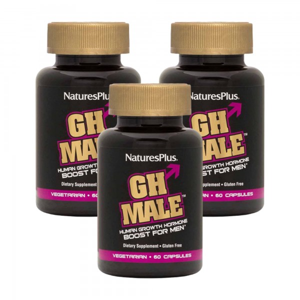 NaturesPlus GH Male - 60 Capsules, Pack of 3 - Human Growth Hormone Boost for Men - Vegetarian, Gluten Free - 90 Total Servings