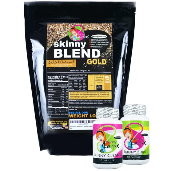 Skinny Jane Quick Slim Weight Loss Kit, Best Tasting Protein Shakes for Women, 30 Day Supply (Salted Caramel)