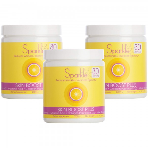 Hydrolyzed Collagen Powder - Sparkle Skin Boost Plus (Mixed Berry) [3-Pack of 30-Serves] VERISOL Collagen Peptides Protein Powder Vitamin C, Non-GM...