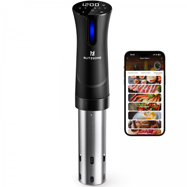 BlitzHome SV2209 1100W Sous Vide Cooker APP Control Thermal Immersion Circulator Machine with Digital LED Display Time a