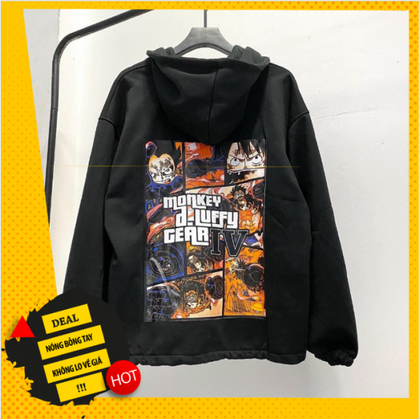 Áo hoodie nỉ cao cấp One Piece Monkey D Luffy Gear 4 cực chất chất vải dày mịn dễ phối đồ AH03 thời trang thu đông cao cấp