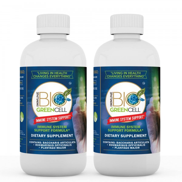 Immune Bio Green Cell - 8 oz, 2 Pack - Immune System Support - Includes Vitamin C, Carqueja, Rosemary & Broadleaf Plantain - Non-GMO, Vegan & Glute...