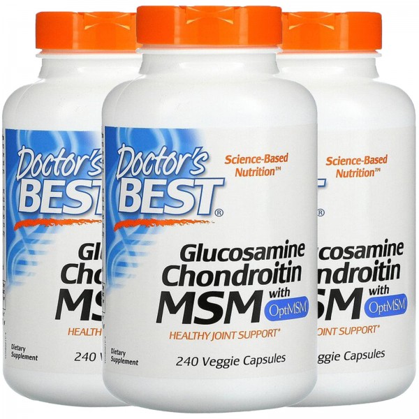 Doctor's Best, (3 Pack) Glucosamine Chondroitin MSM with OptiMSM, 240 Veggie Caps