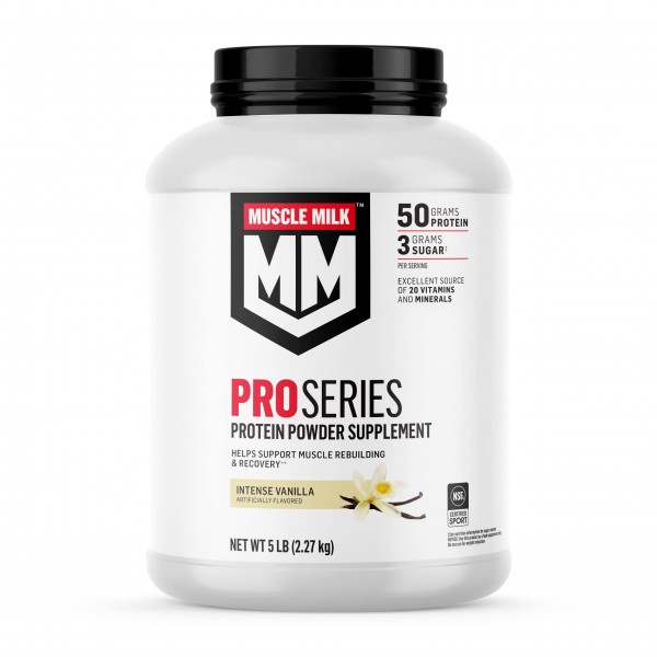 Muscle Milk Pro Series Protein Powder Supplement, Intense Vanilla, 5 Pound, 28 Servings, 50g Protein, 3g Sugar, 20 Vitamins & Minerals, NSF Certifi...