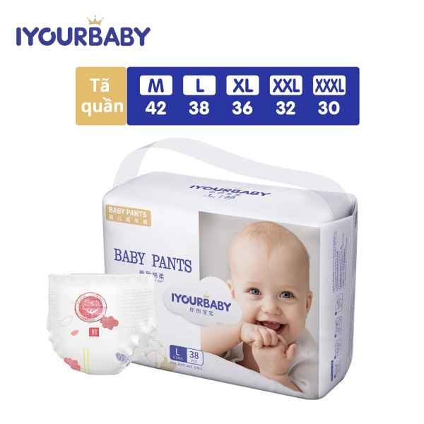 [Giao hoả tốc-freeship]Tã/Bỉm quần IYOURBABY êm mềm khô thoáng đủ size M42/L38/XL36/XXL32/XXXL30