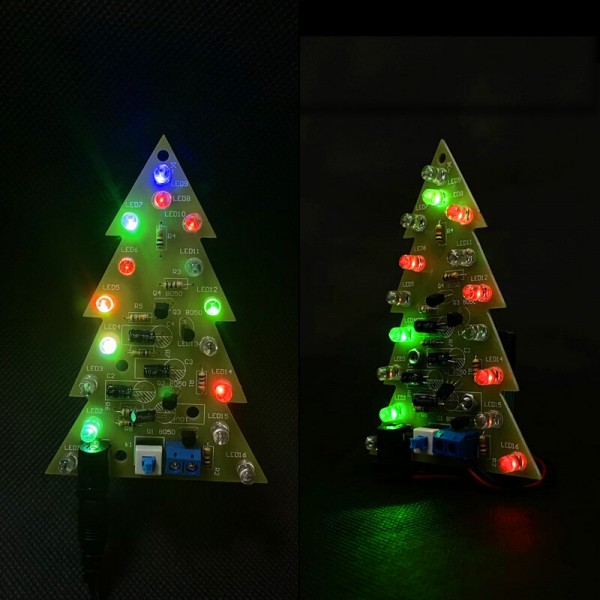 16-light Christmas Tree Components Tri-color/Colorful DIY Electronic Kits Electronics Training Exercises