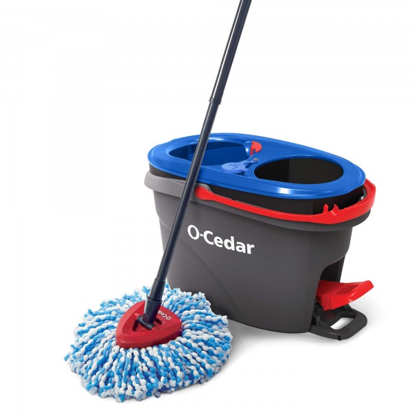 O-Cedar EasyWring RinseClean Microfiber Spin Mop & Bucket Floor Cleaning System, Grey