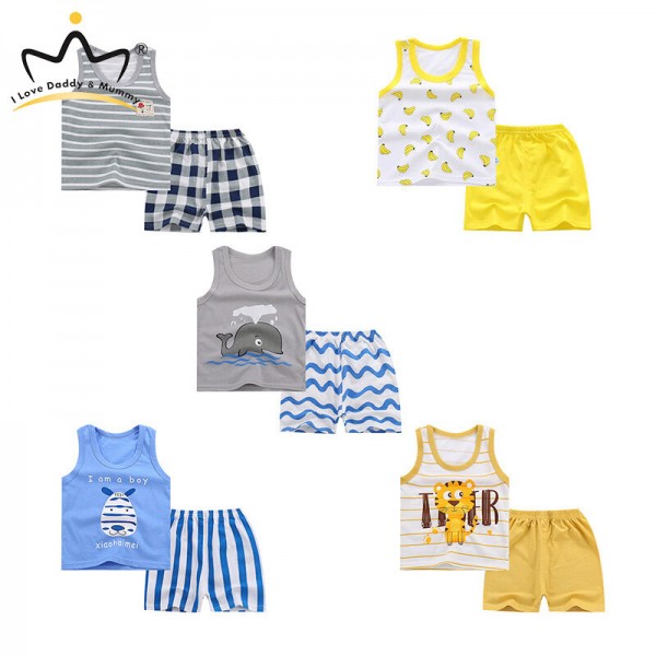 Mùa Hè Mới Bé Trai Quần Áo Trẻ Em Ngắn Tay Áo T-shirt Tops Quần Set Trẻ Sơ Sinh Toddler Trai Trang Phục Quần Áo