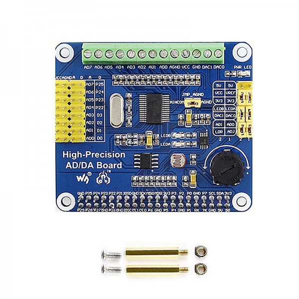 High-Precision AD/DA Digital Analog Module Expansion Board for Raspberry Pi 4B/3B+ Compatible with Jetson Nan Module