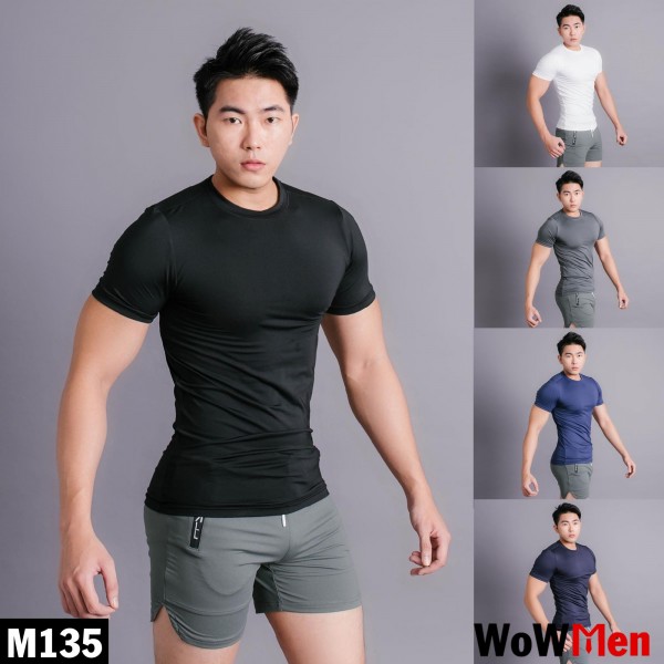 [HCM]Áo Thun Nam cổ tròn Ngắn Tay form Body 4 Chiều local brand WoWMen Tập Gym Thể Thao Mặc Nhà Đẹp Giá rẻ - M135