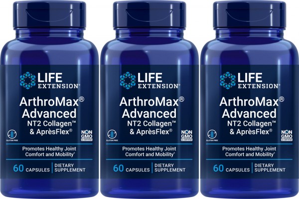 Life Extension ArthroMax Advanced with NT2 Collagen and ApresFlex, 60 capsules (Pack of 3)