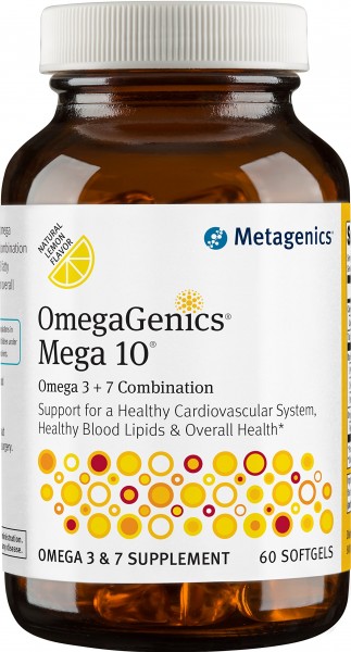 Metagenics OmegaGenics® Mega-10® – Omega-3 Oil – Omega 7 Oil– Daily Supplement to Support Cardiovascular Health & Immune Function, 60 count