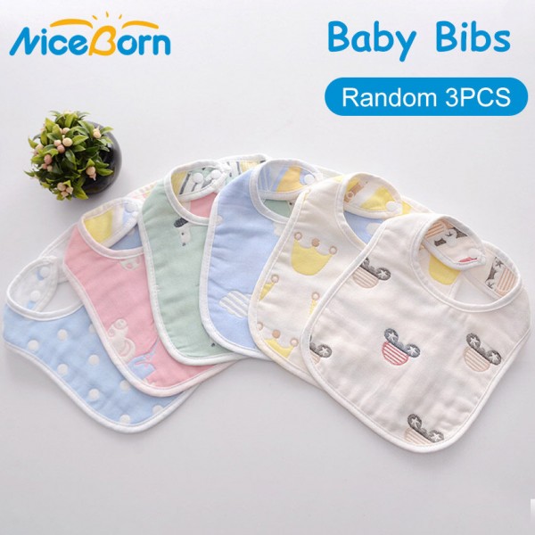 NiceBorn Set 3 yếm ăn họa tiết họa hình đáng yêu cho trẻ em chất liệu mềm mại thân thiện với làn da kích thước 30×20cm - intl