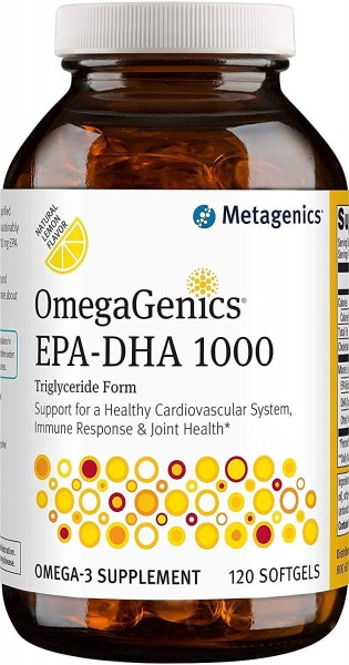 Metagenics OmegaGenics® EPA-DHA 1000 – Omega-3 Oil – Daily Supplement to Support Cardiovascular, Musculoskeletal, & Immune System Health, 120 count