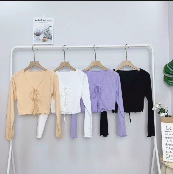 Áo Kiểu Thun Gân dài tay Khoác Cardigan  Ulzzang Hàn Quốc Hot Trend Dễ Thương TTVA0011