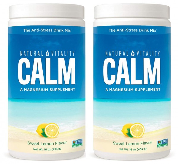 Natural Vitality Natural Magnesium Calm, Lemon (2 Bottles of 16 Ounce)