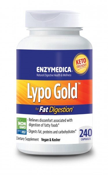 Enzymedica Lypo Gold, Concentrated Amounts of Lipase Enzyme, for Fatty Food Digestion, 240 Capsules (240 Servings)