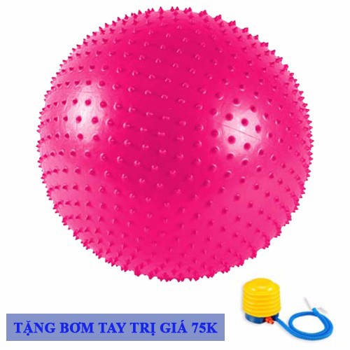 Bóng tập yoga có gai đường kính 75cm + tặng kèm bơm tay mini