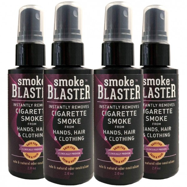 Smoke Blaster Odor Neutralizer Spray, 2 Fluid Ounce (Pack of 4), Safe and Natural Smoke Odor Eliminator for Hands, Hair and Clothes