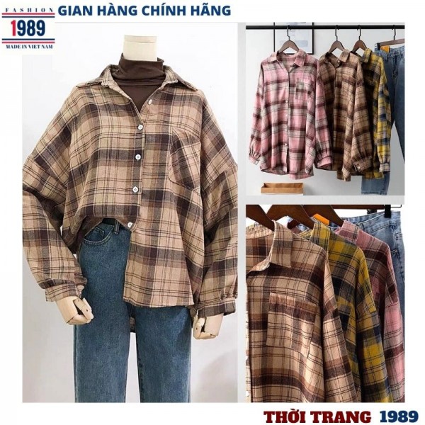 ( ẢNH THẬT ) ÁO SƠ MI KẺ HÀN QUỐC 3 MẦU HÓT HÍT  THỜI TRANG 1989