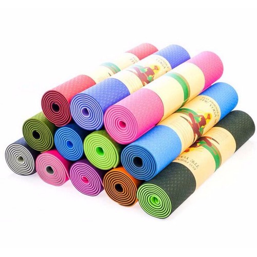 Thảm tập yoga tpe 6mm 2 lớp loại tốt tặng dây đai xách và túi