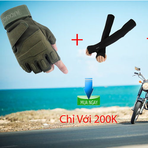 Combo găng tay blackhawk và ống tay chống nắng vải thun lanh