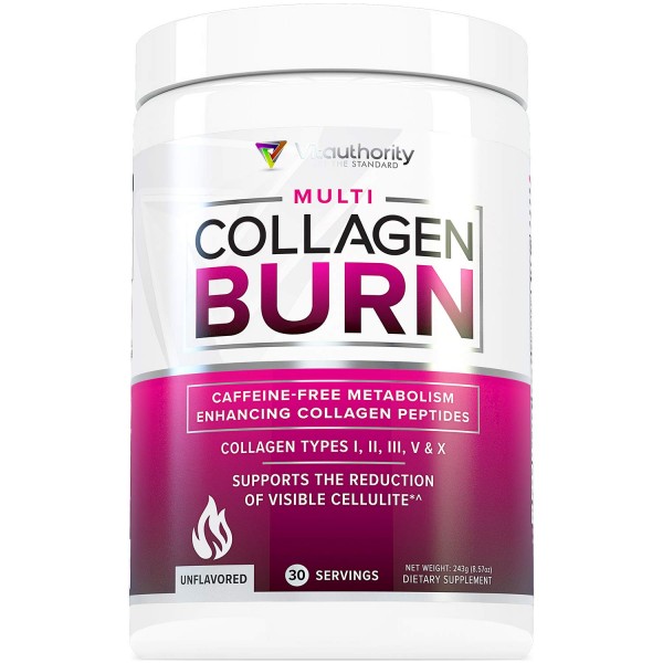 Multi Collagen Burn: Multi-Type Hydrolyzed Collagen Protein Peptides with Hyaluronic Acid, Vitamin C, SOD B Dimpless, Types I, II, III, V and X Col...