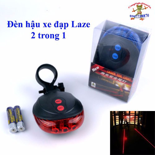 Đèn hậu xe đạp laze 2 trong 1