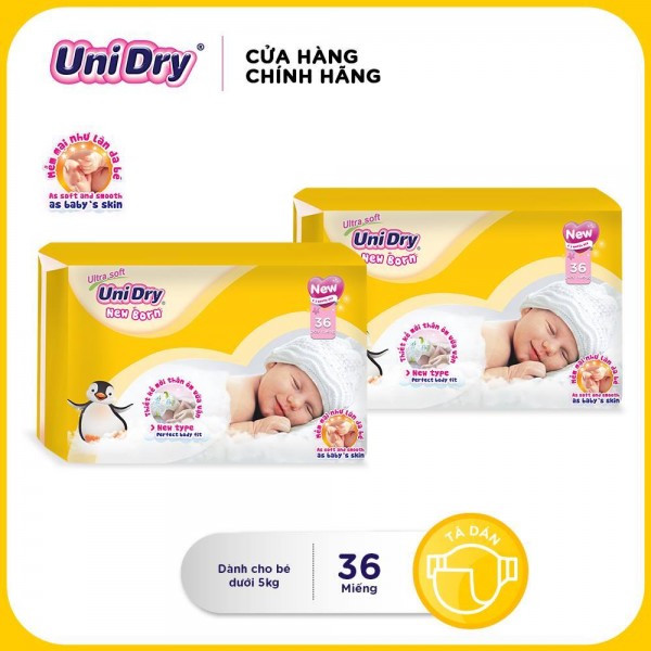 [Freeship] Combo 2 tã dán sơ sinh Unidry Newborn 36 miếng