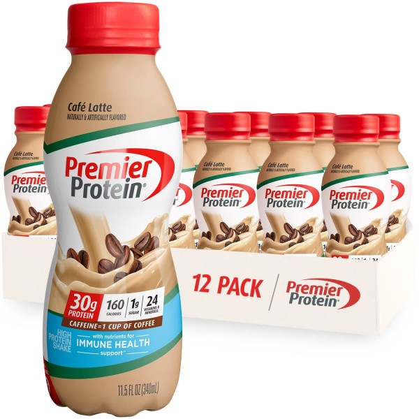 Premier Protein Shake, Café Latte, 30g Protein, 1g Sugar, 24 Vitamins & Minerals, Nutrients to Support Immune Health 11.5 fl oz, 12 Pack