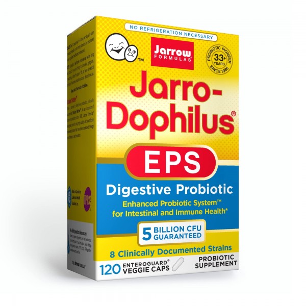 Jarrow Formulas Jarro-Dophilus EPS - 5 Billion Organisms Per Serving - 120 Enteric Coated Veggie Caps, Pack of 3 - Multi-Strain Probiotic - Intesti...