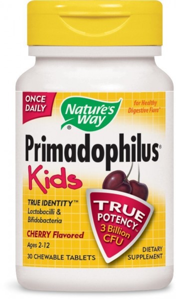 Natures Way Primadophilus Kids Cherry Chew 30 Chewable Tablets. Pack of 4 bottles