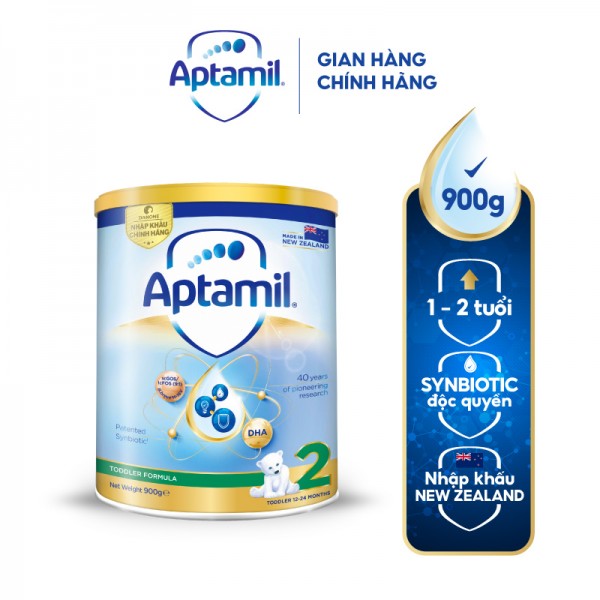 Sữa bột Aptamil New Zealand hộp thiếc số 2 (900g) cho bé 12-24 tháng tuổi