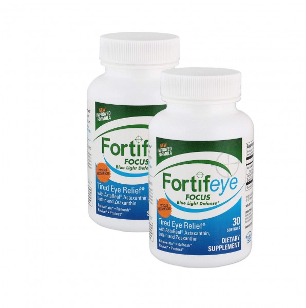 Fortifeye Vitamins Focus Eye Care Supplement, Complex Mix of Macular Carotenoids Including Astaxanthin, Lutein, and Zeaxanthin - 60 Day Supply (2 B...